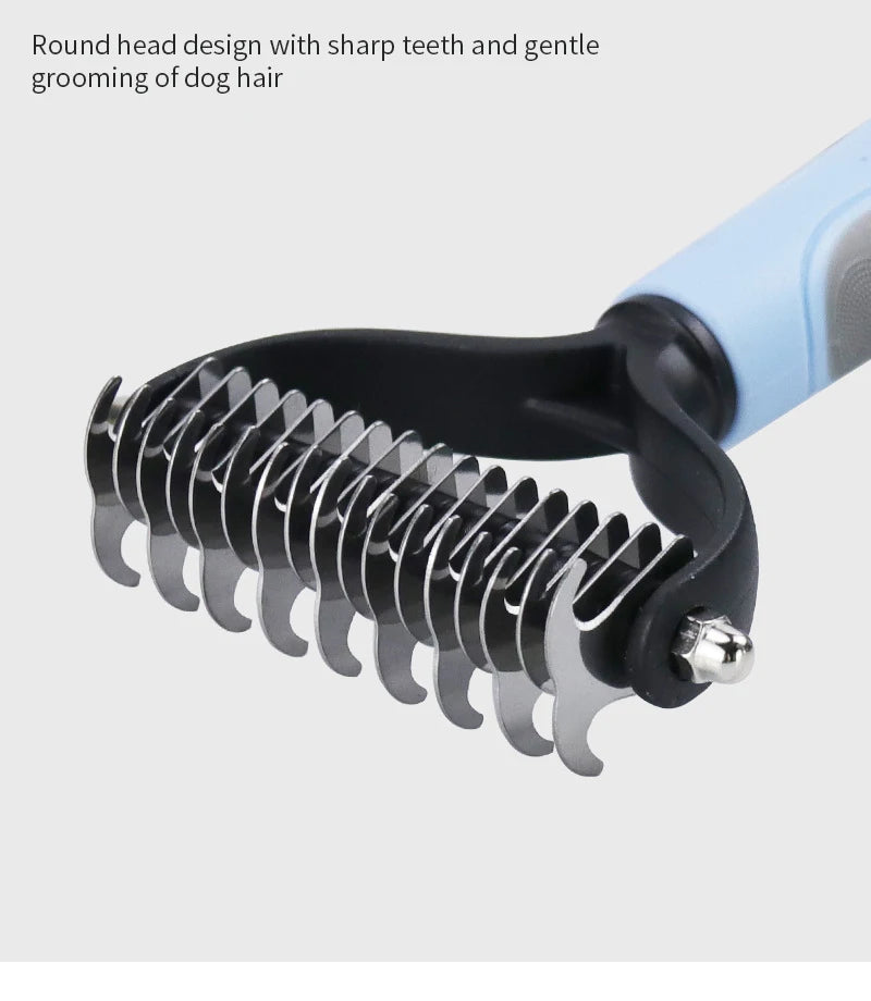 Cepillo Doble Cara para Perros y Gatos - Desenredador y Deshedding, Seguro para la piel, Manejo Ergonómico