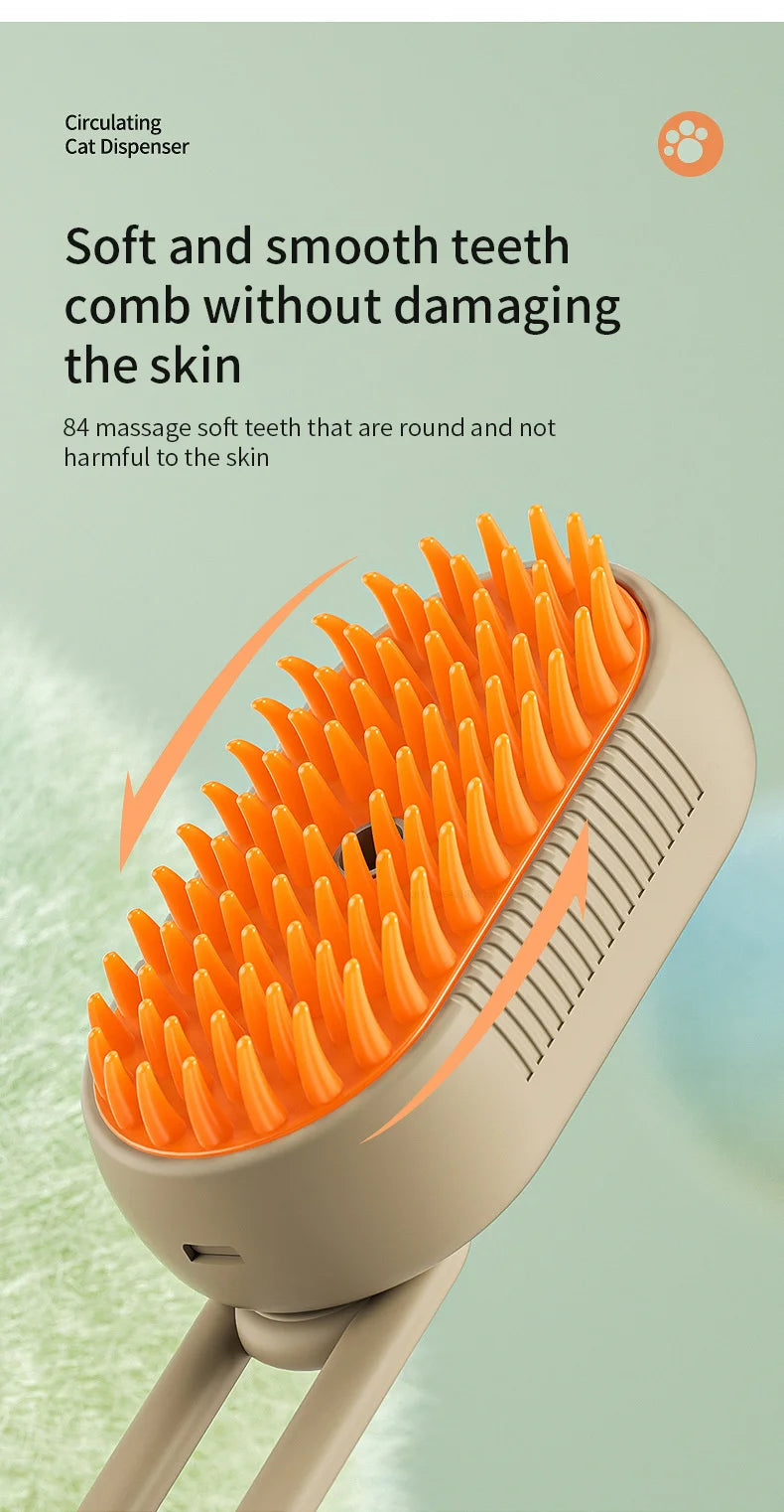 Cepillo de Grooming 3-en-1 con Función de Vapor y Eliminación de Pelo para Perros y Gatos