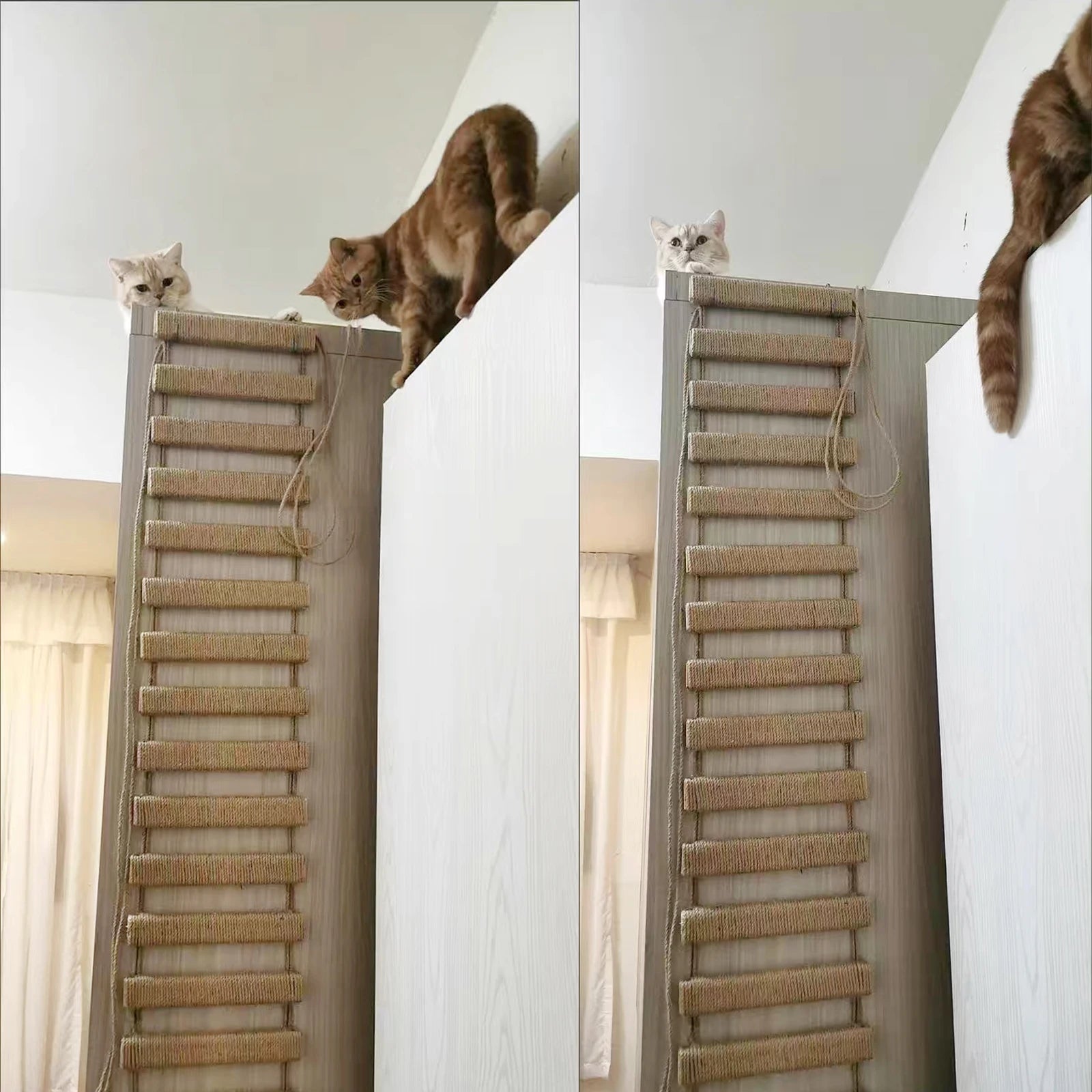 Escalera para gatos de madera con cuerda de sisal, apta para crear espacios de juego y ejercicio