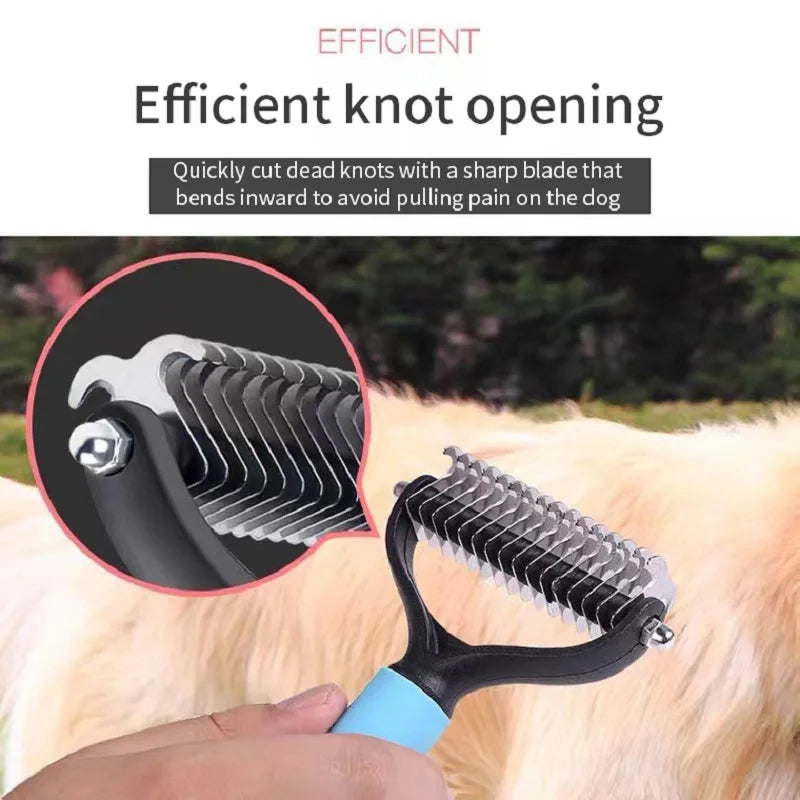 Cepillo Doble Cara para Perros y Gatos - Desenredador y Deshedding, Seguro para la piel, Manejo Ergonómico