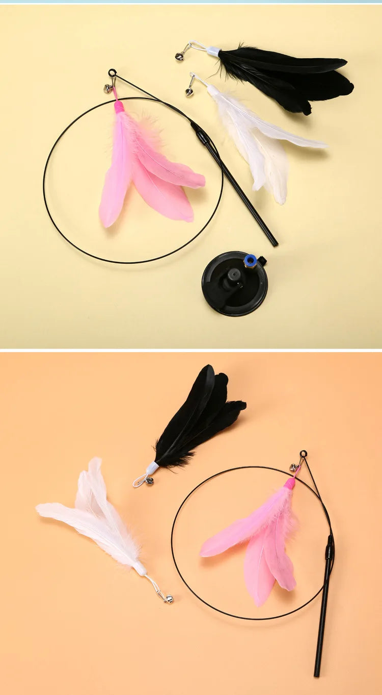 Juguete para Gatos de Plumas Interactivo con Sonido y Sello en Succión