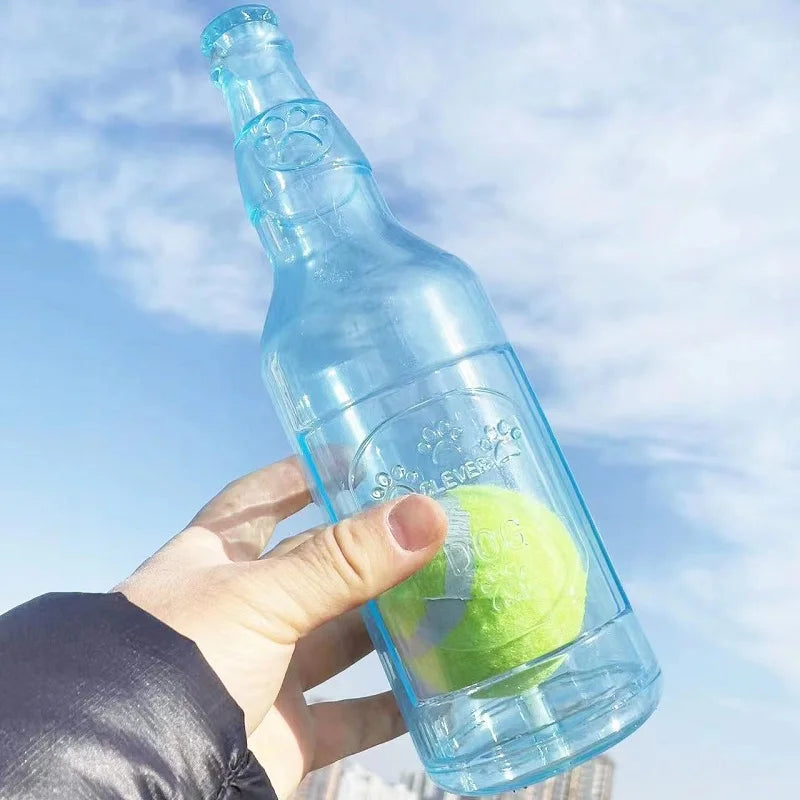 Juguete Mordedor para Perros con Diseño de Botella y Pelota de Tenis