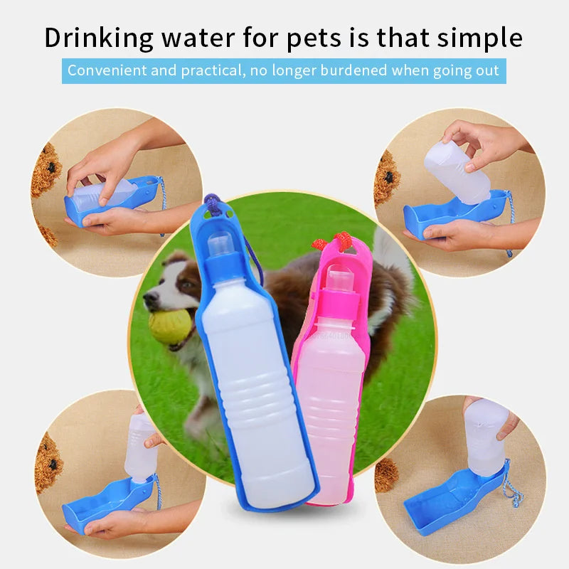Botella de Agua para Perros - Capacidad de 250ml o 500ml, Material de Plástico, Diseño Universal