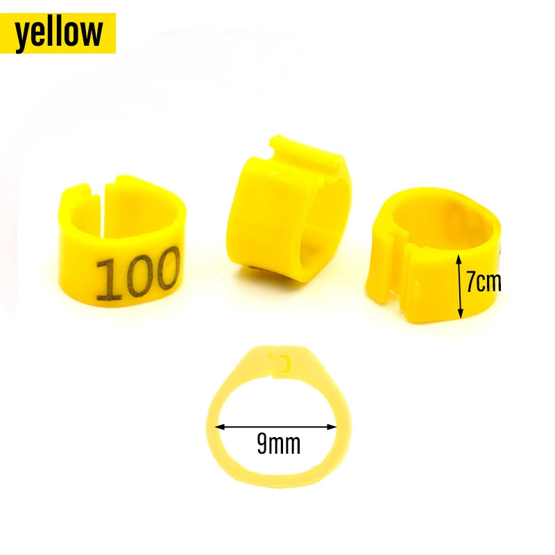 100 Piezas de aros para patas de aves de plástico con palabras para aves y ganado