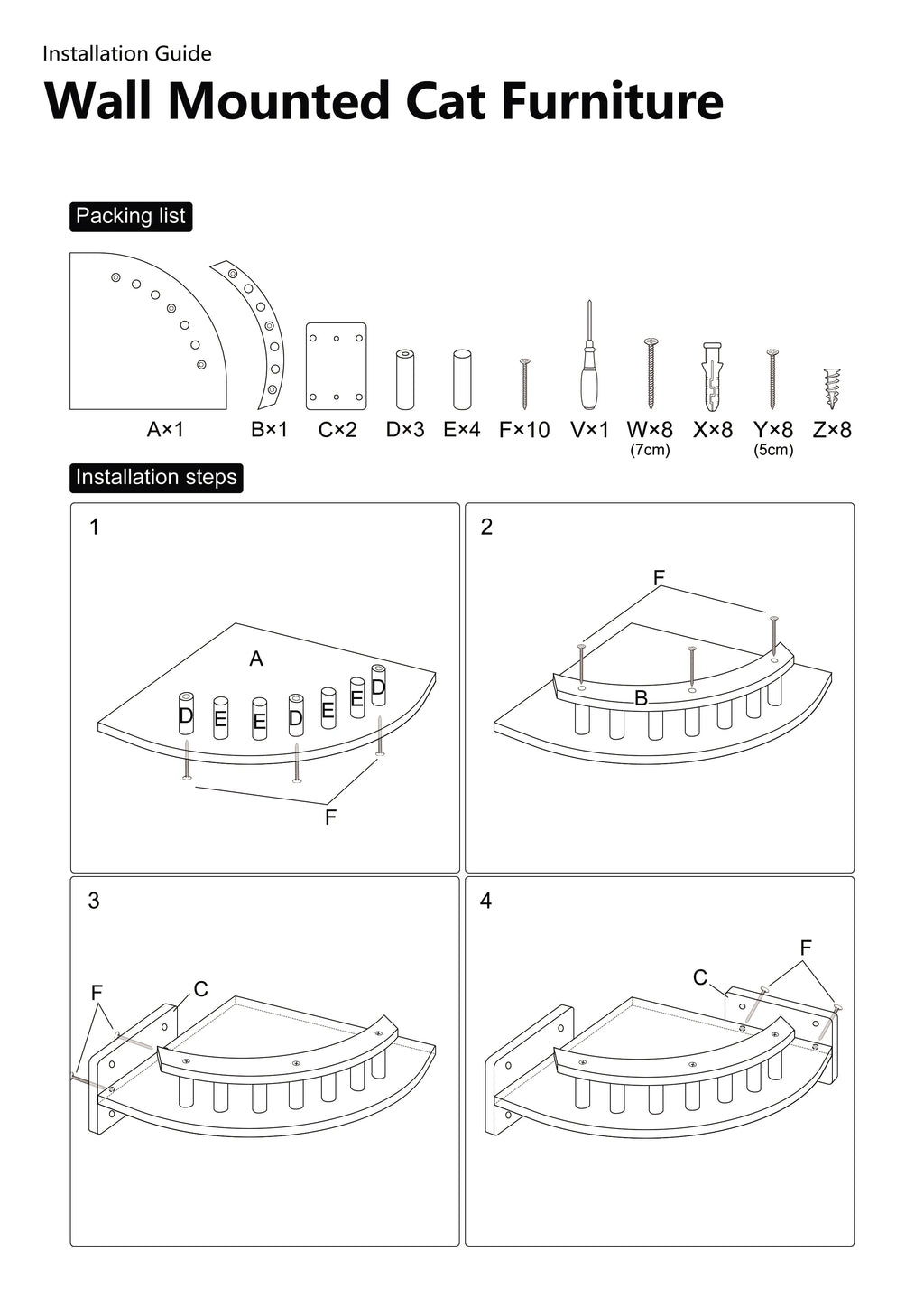 Estanterías y hamaca para gatos con diseño vertical y 3 pasos
