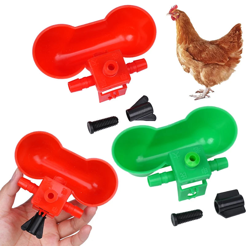 Bebedero automático para aves, conjunto de 10 cups de plástico con sistema de doble cuenco y tornillos