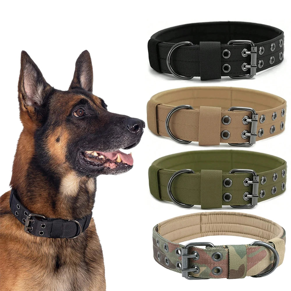 Collar táctico militar para perros con hebilla ajustable y panel de pegatina mágica