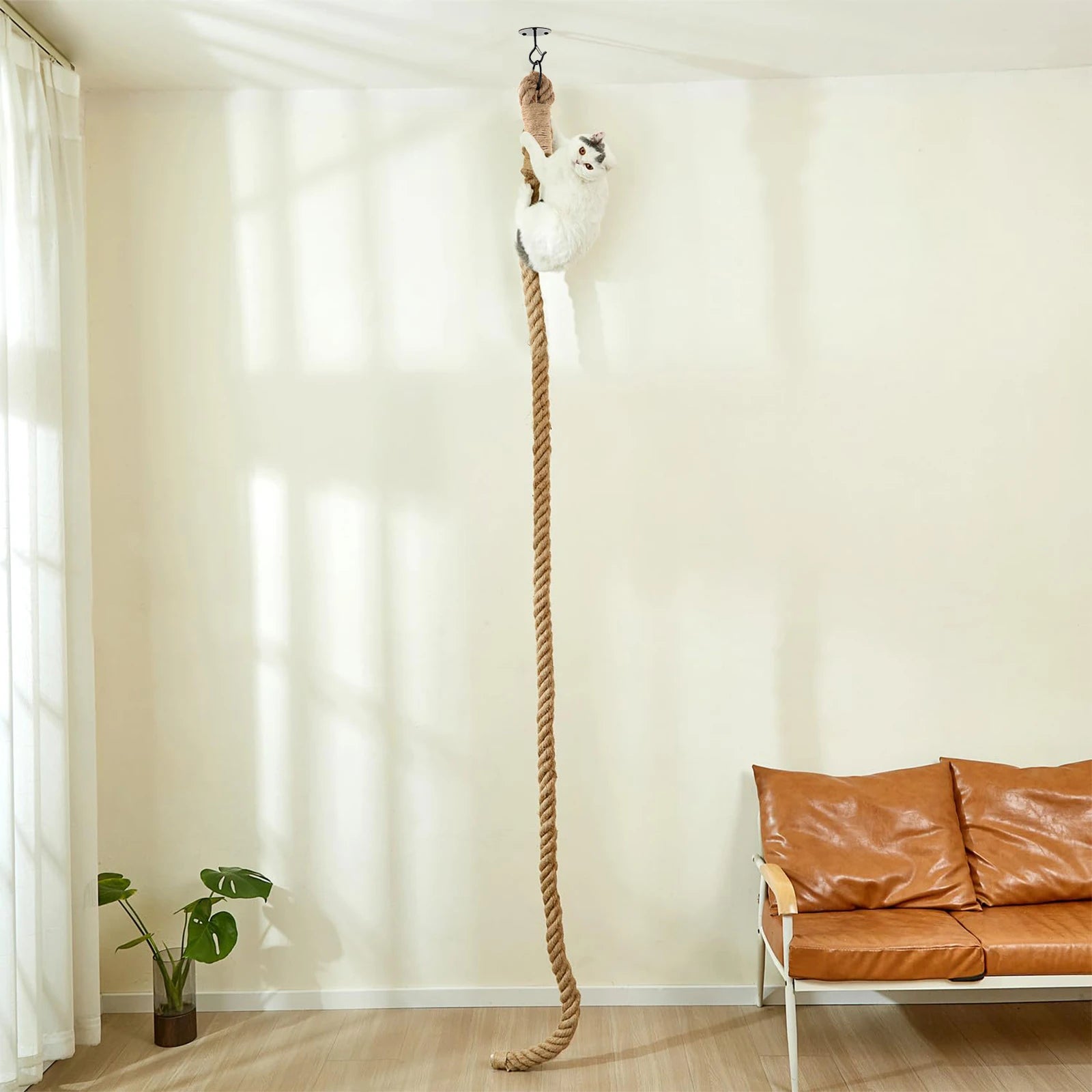 Rollo de cuerda de sisal para gatos, resistente y fácil de montar