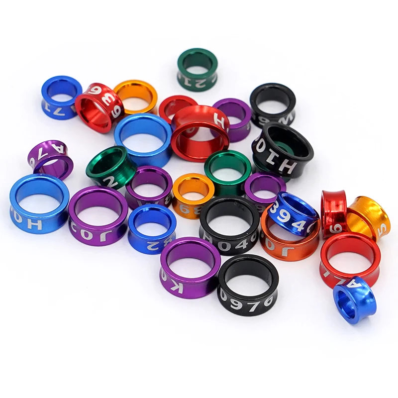 10 Piezas de anillos de pies de aluminio para aves con diámetro variado