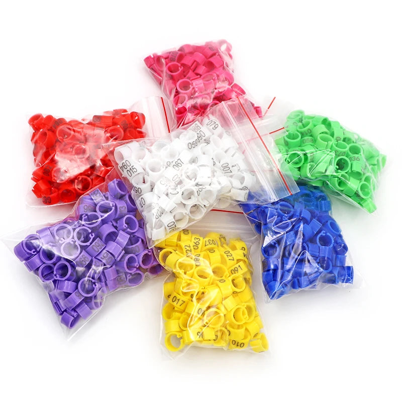 Anillos de pie para aves en diferentes colores, 100 piezas, accesorios de alta calidad para palomas y otras aves de criadero