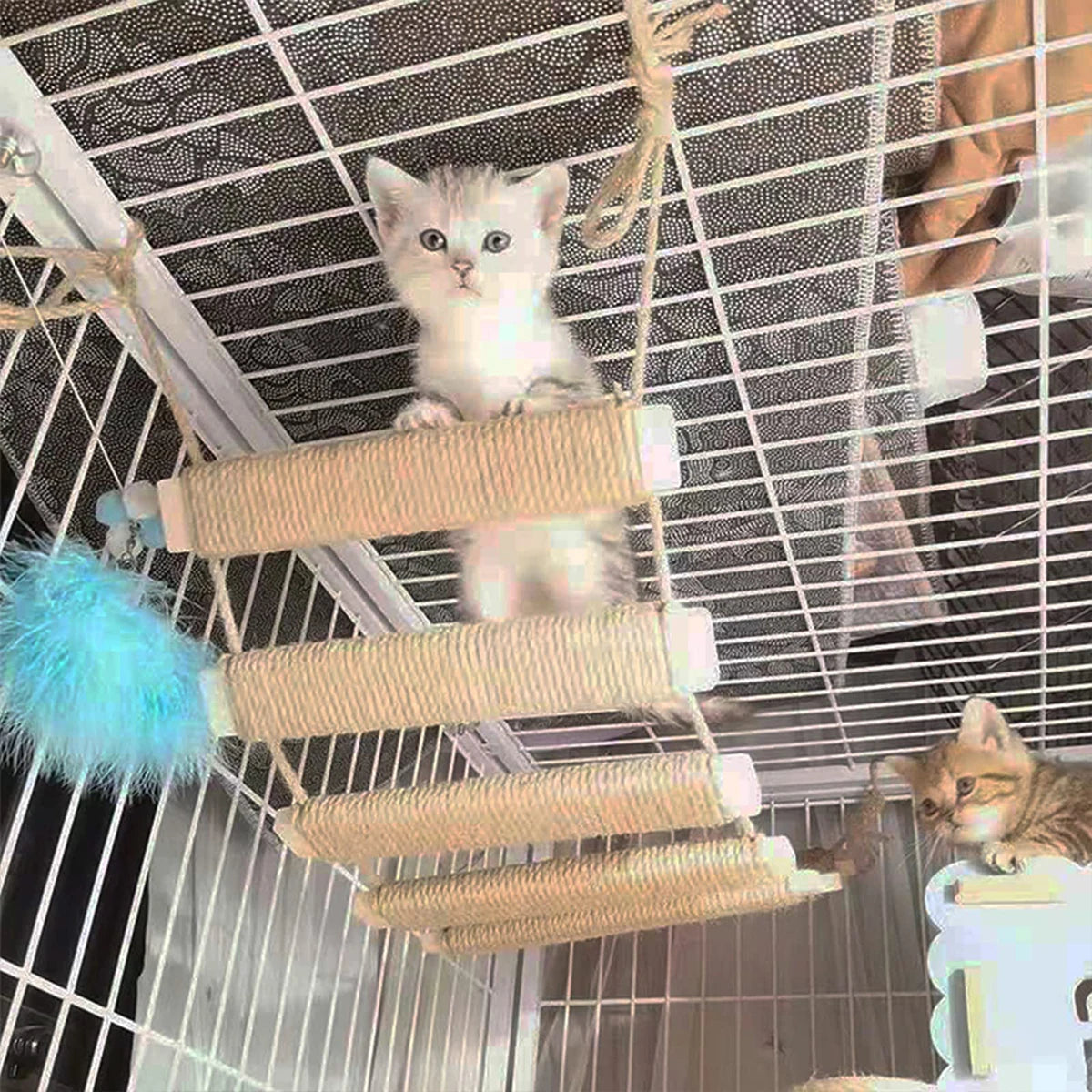 Escalera para gatos de madera con cuerda de sisal, apta para crear espacios de juego y ejercicio