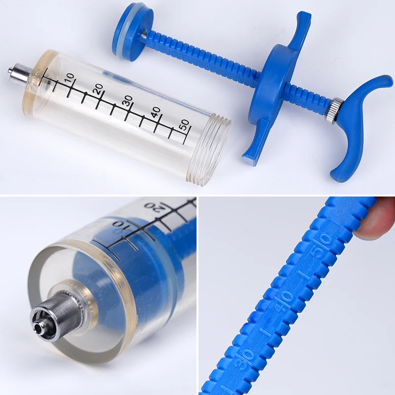 Jeringa veterinaria para animales con aguja de acero inoxidable y capacidad variable