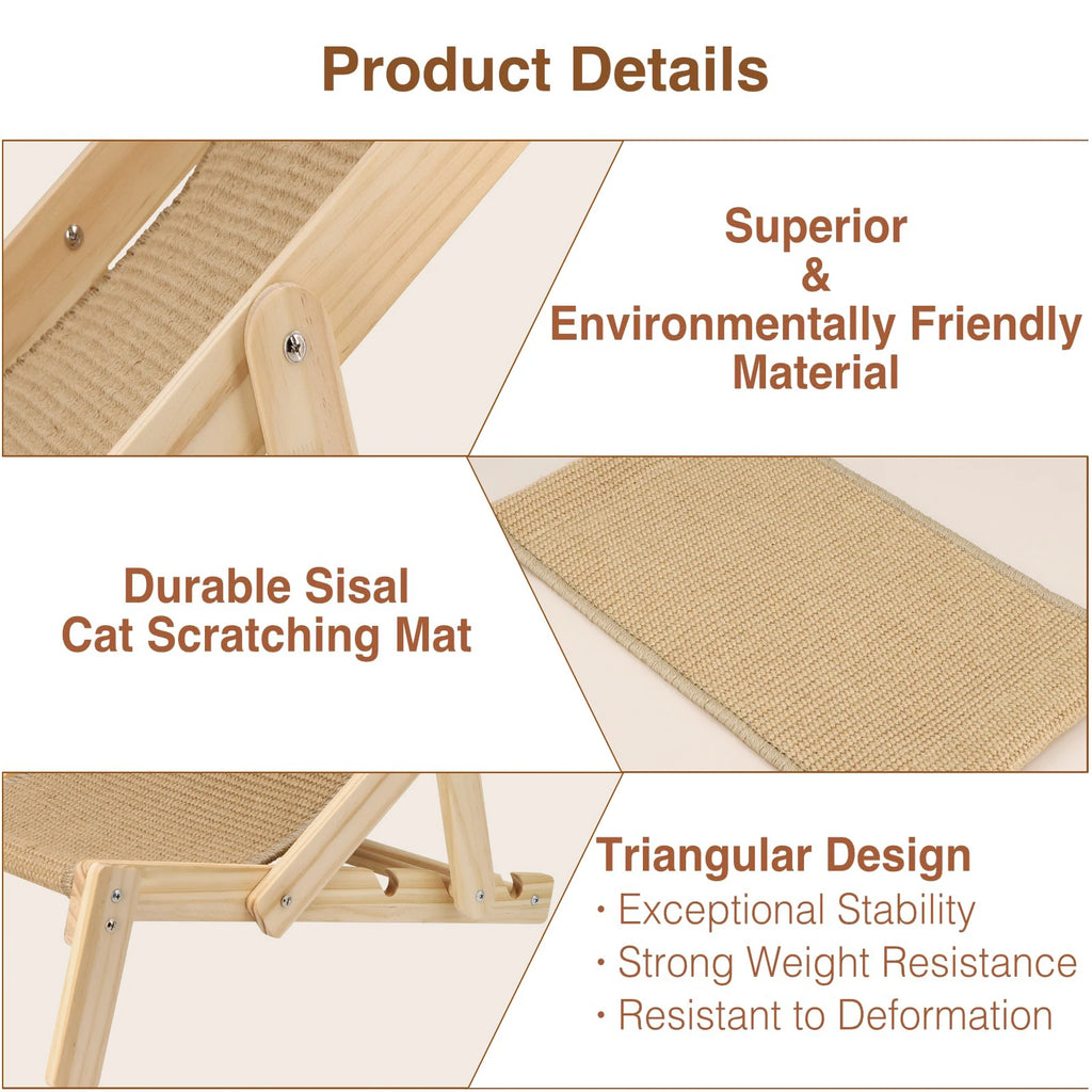 Rascador y cama para gatos en sisal natural con ajuste de posición