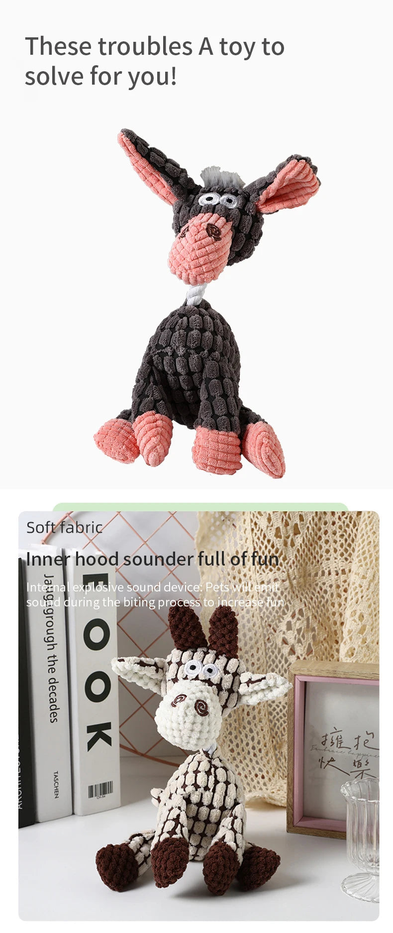 Juguete Mordedor para Perros en Cuero de Pana y Algodón PP