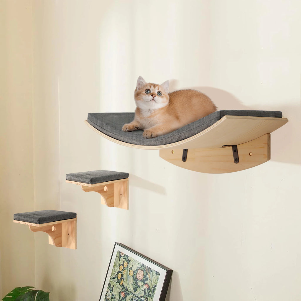 Árbol para gatos resistente y duradero de madera con plataformas y rascadores desmontables