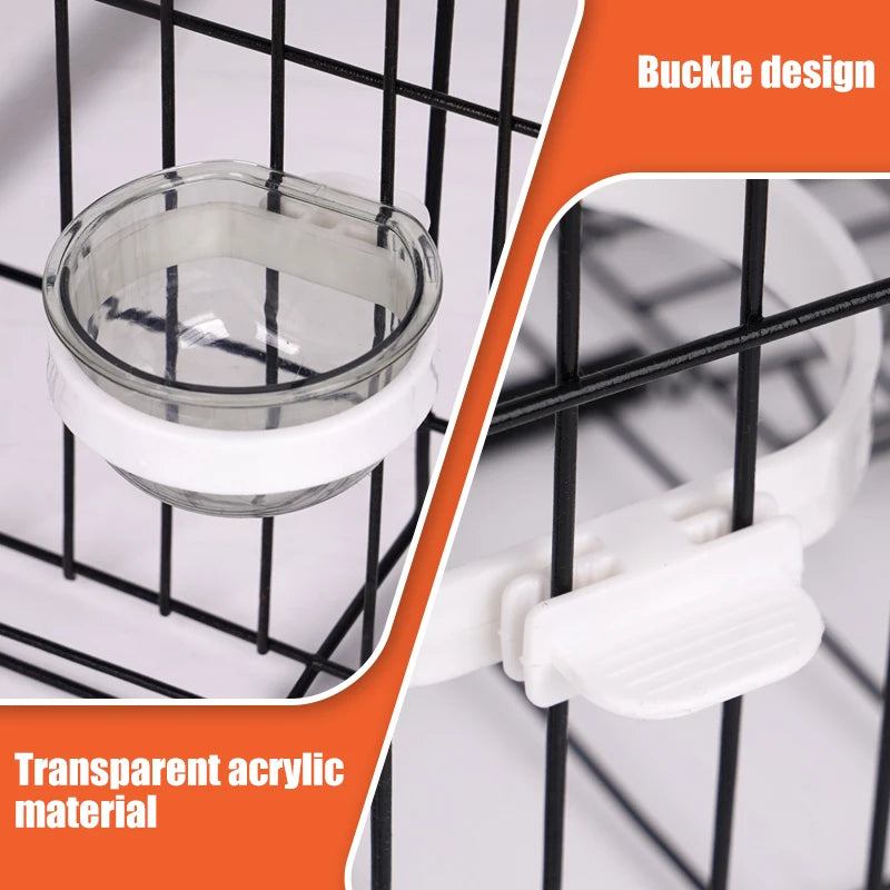 Cuenco de alimentación para aves plástico desmontable y transparente