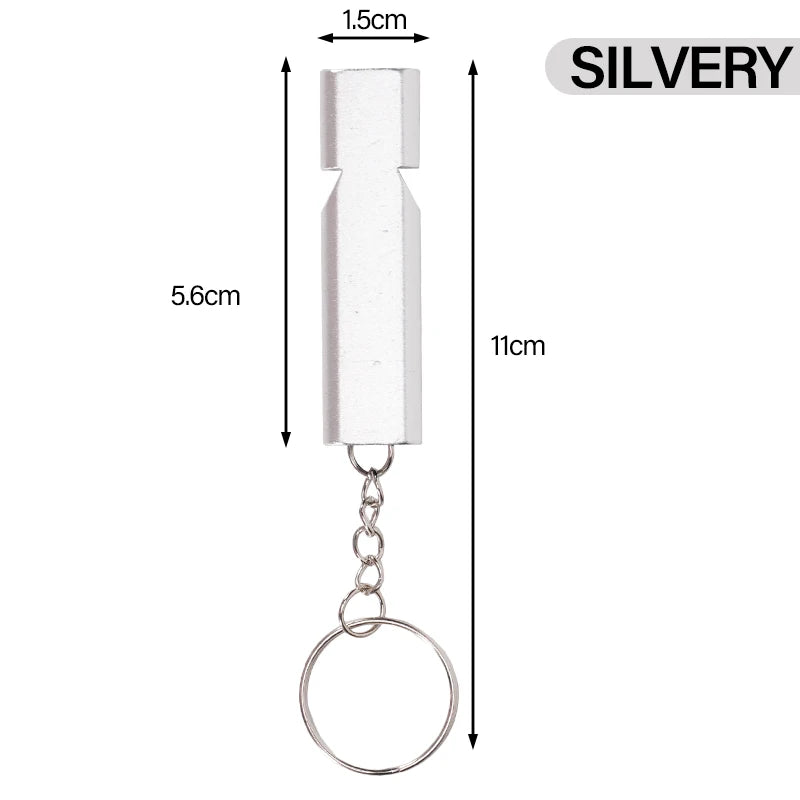Silbato de entrenamiento para aves en acero inoxidable con acabado antioxidante portátil y llavero de emergencia