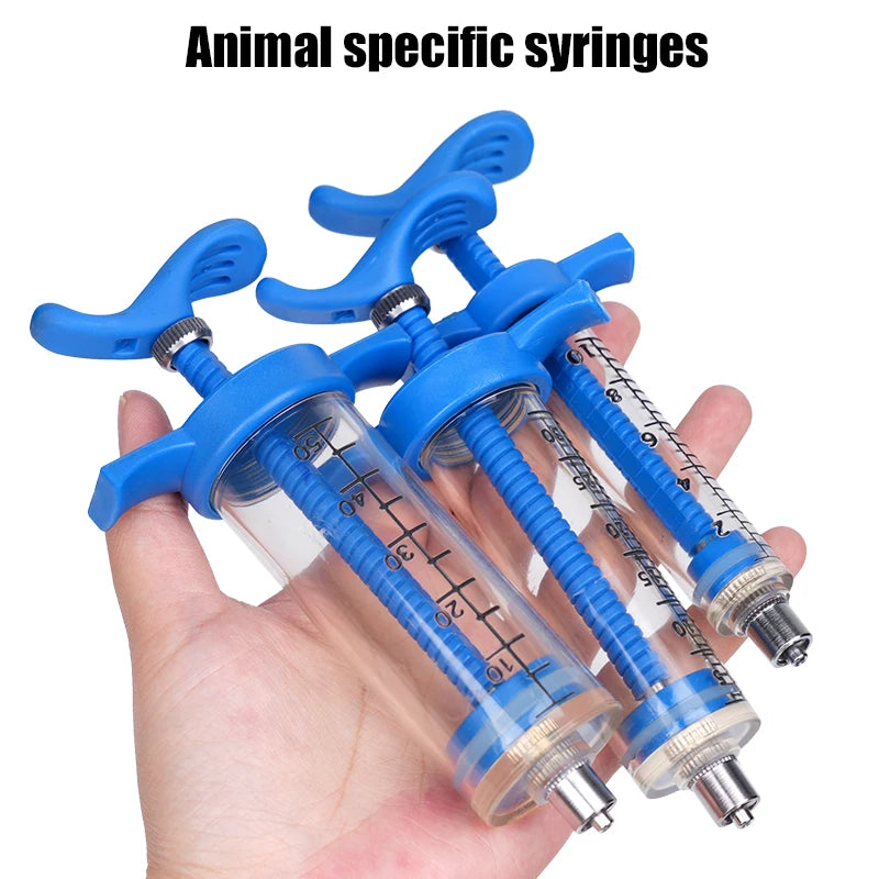 Jeringa veterinaria para animales con aguja de acero inoxidable y capacidad variable