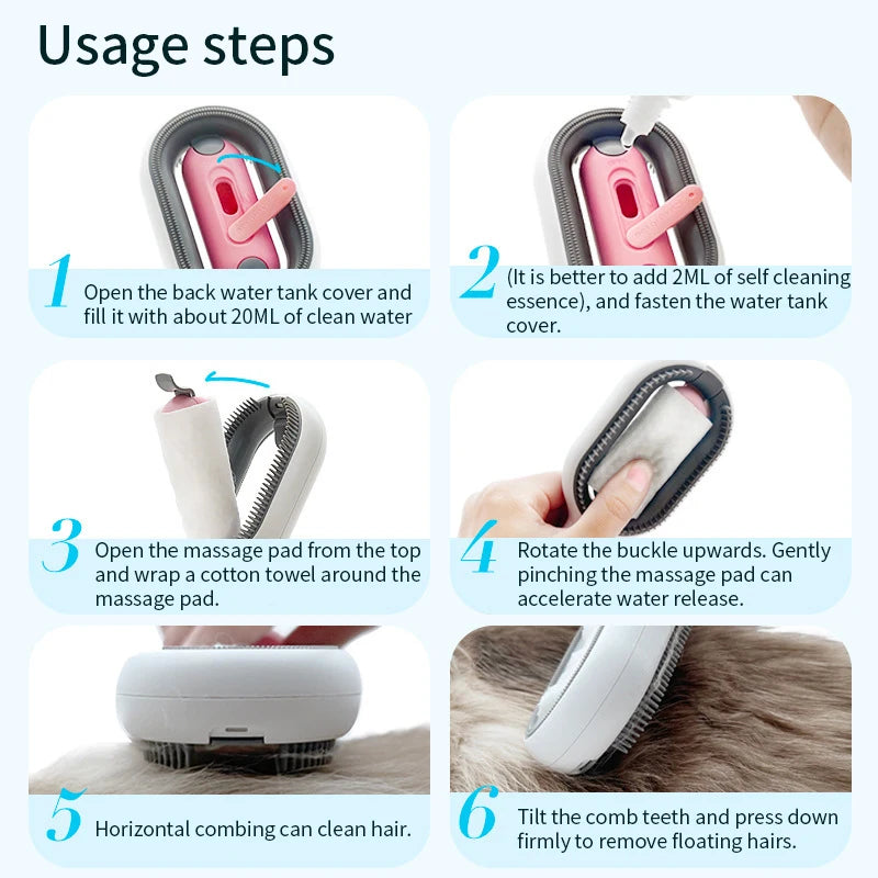 Cepillo y peine para gatos - Diseño suave y portátil, fácil de usar