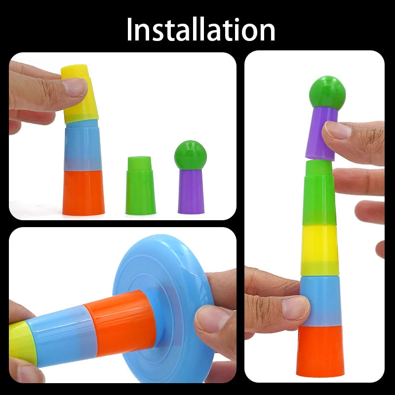 Juguete para loros con anillos de plástico y madera para entrenamiento y entretenimiento