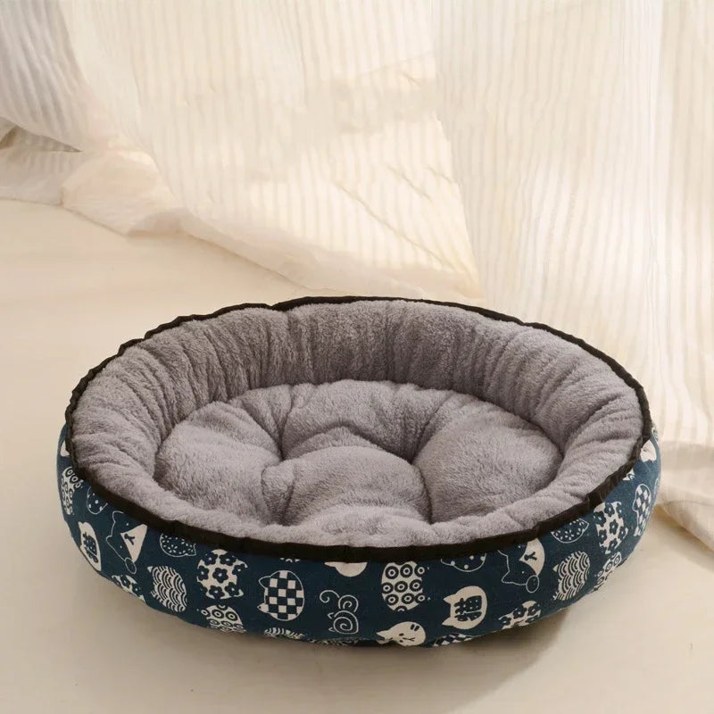 Cama Redonda de Felpa BPEDT para Perros y Gatos – Confort y Relajación