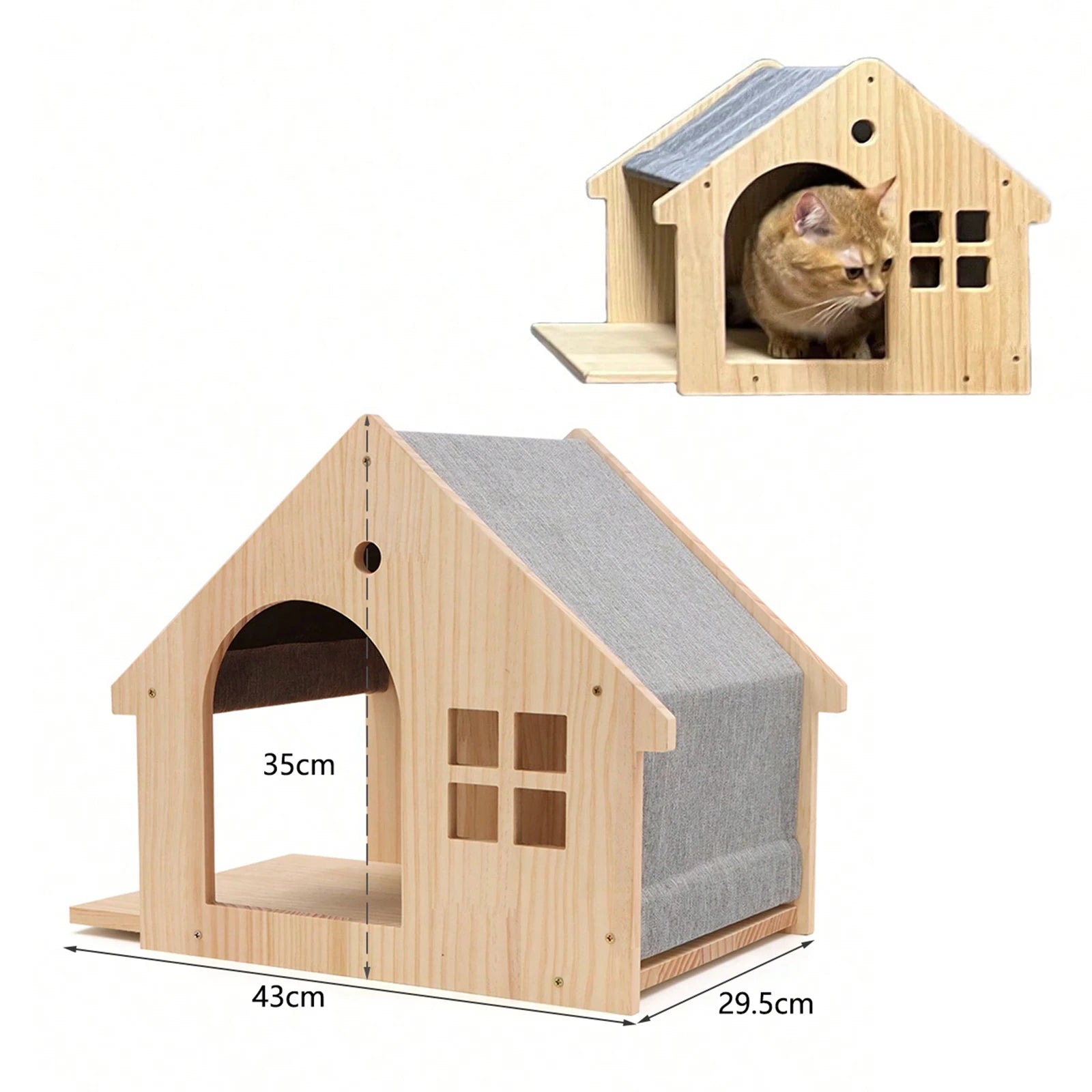 Estantería de madera para gatos con diseño en la pared y espacio para ejercicio