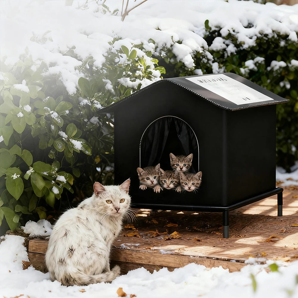 Casa impermeable para gatos con aislamiento y resistente a las condiciones climáticas exteriores