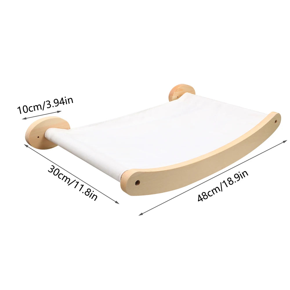 Arbol para gatos con hamaca y almacenamiento en pared de madera