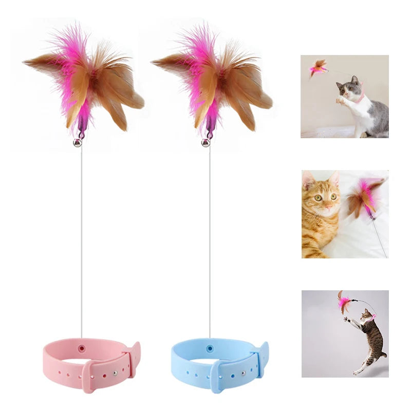 Varita para Gatos - Juguete de Plumas con Cinta de Silicona para Entrenamiento y Diversión