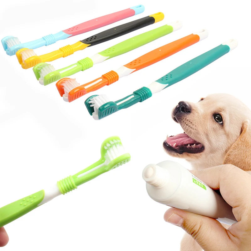Cepillo de Dientes para Mascotas de Tres Cabezas – Limpieza Efectiva y Suave para Perros y Gatos