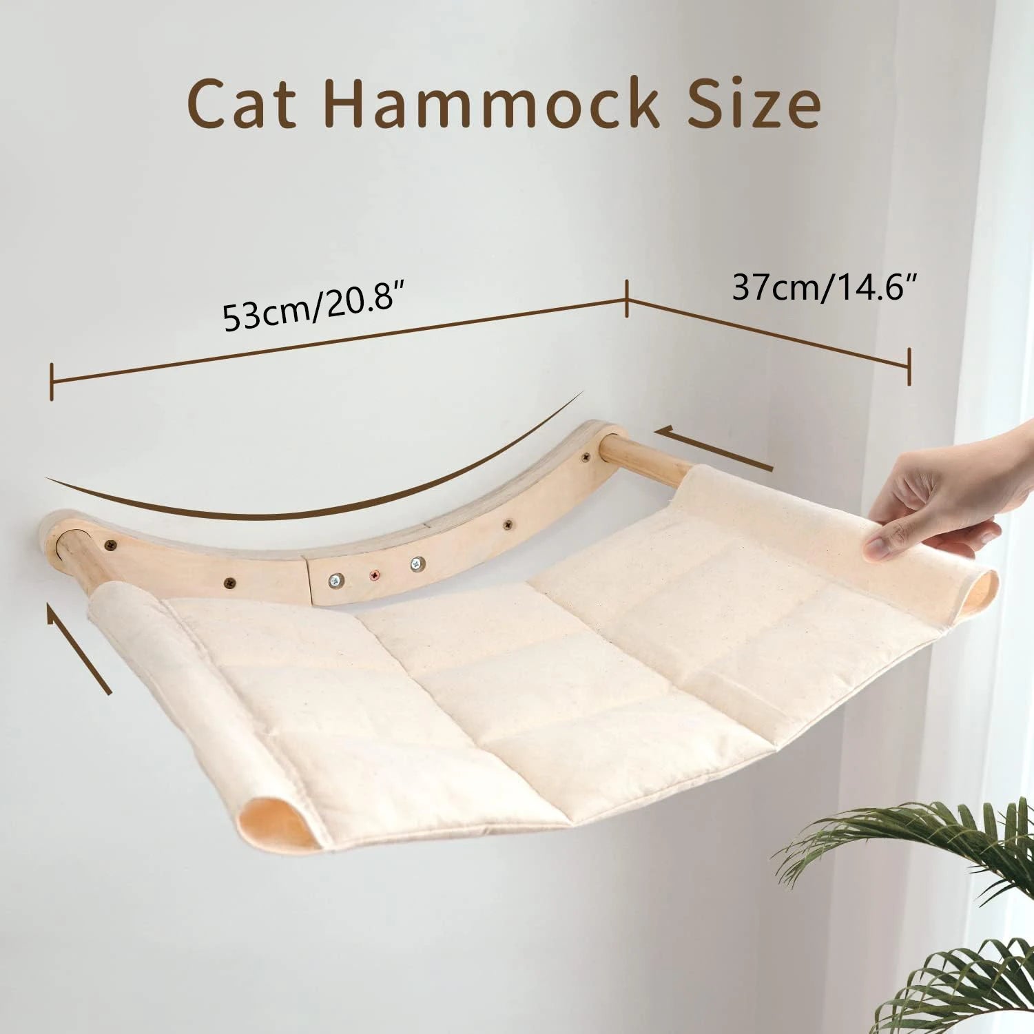 Cama de colgante para gatos con soporte de madera para descansar y observar
