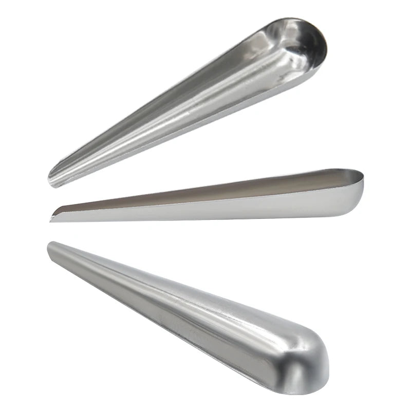 Cuchara alimentadora de acero inoxidable para aves, resistente y ligera