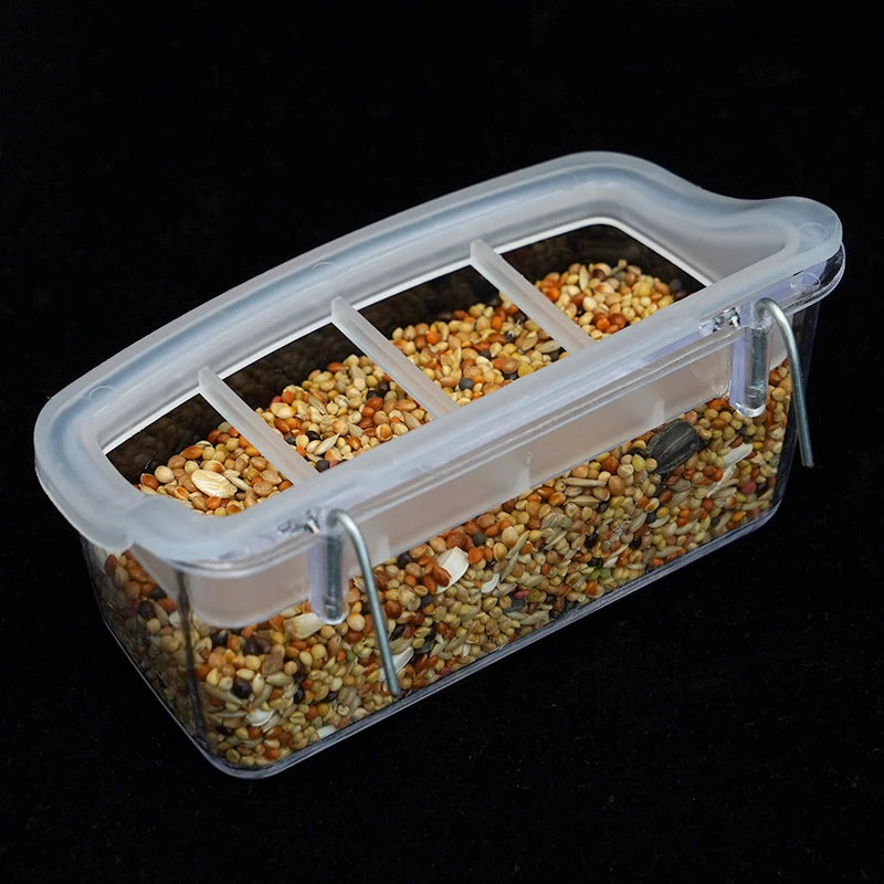 Comedero colgante de plástico para aves con capacidad transparente