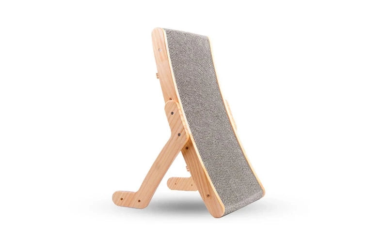 Rascador en madera para gatos con multiple niveles y accesorios de instalación