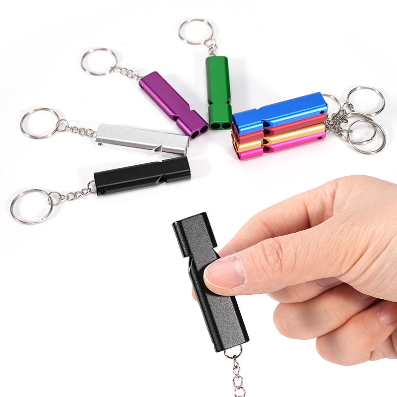 Silbato de entrenamiento para aves en acero inoxidable con acabado antioxidante portátil y llavero de emergencia