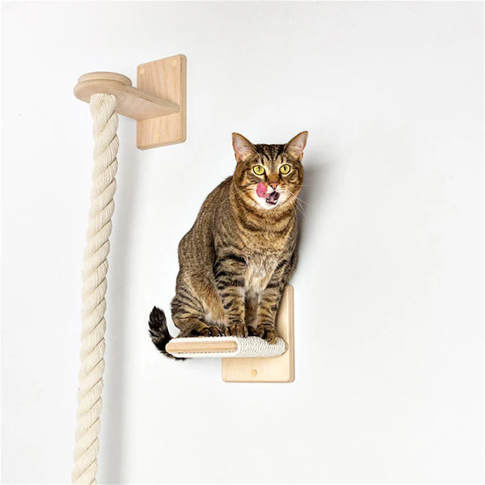 Árbol de escalada para gatos con cuerda, estantería y fácil instalación