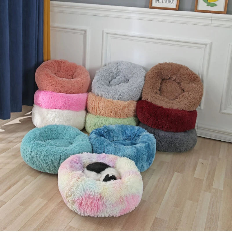 Cama Redonda de Felpa para Perros y Gatos BPEDT – Cálida, Suave y Antideslizante