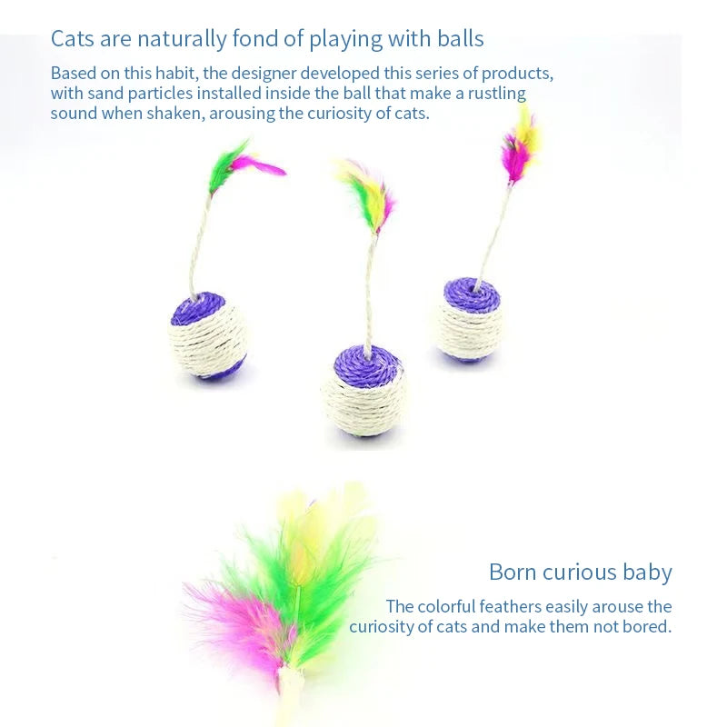 Pelota de sisal para gatos – Estimula el juego y el rascado natural