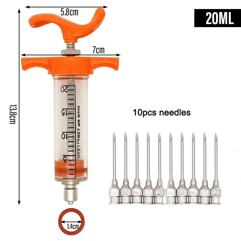 Jeringa veterinaria para animales con aguja de acero inoxidable y capacidad variable