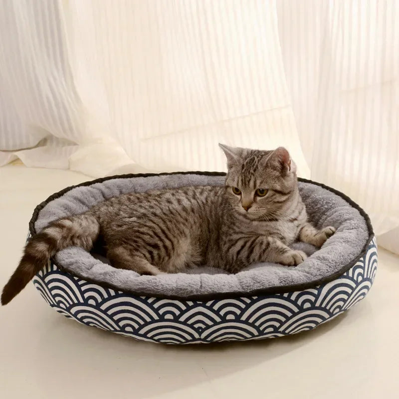 Cama Redonda de Felpa BPEDT para Perros y Gatos – Confort y Relajación