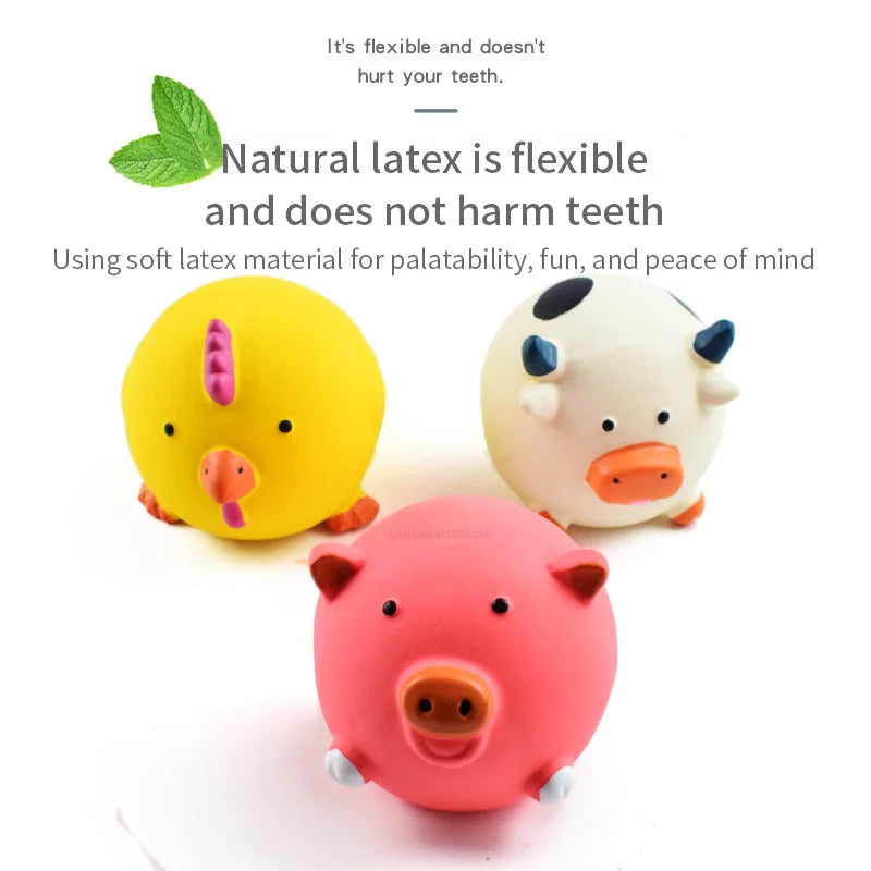 Juguete Sonoro para Perros en Forma de Cerdo, Pollo o Vaca - Resistente y Seguro, Material de Látex