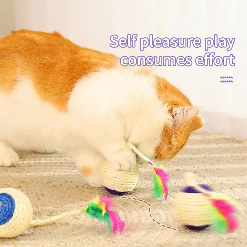 Pelota de sisal para gatos – Estimula el juego y el rascado natural