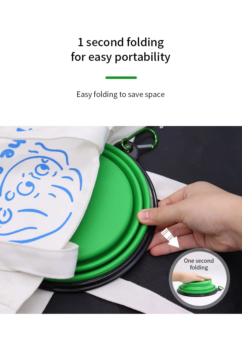 Cuenco Plegable para Perros en Silicona - Duradero, Anticaída y Multiusos