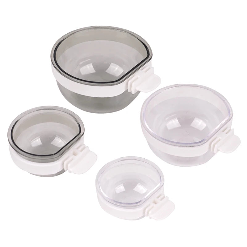 Cuenco de alimentación para aves plástico desmontable y transparente