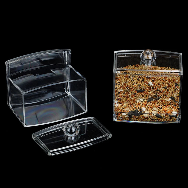 Dispensador de comida automática de acrílico para aves y pequeñas mascotas