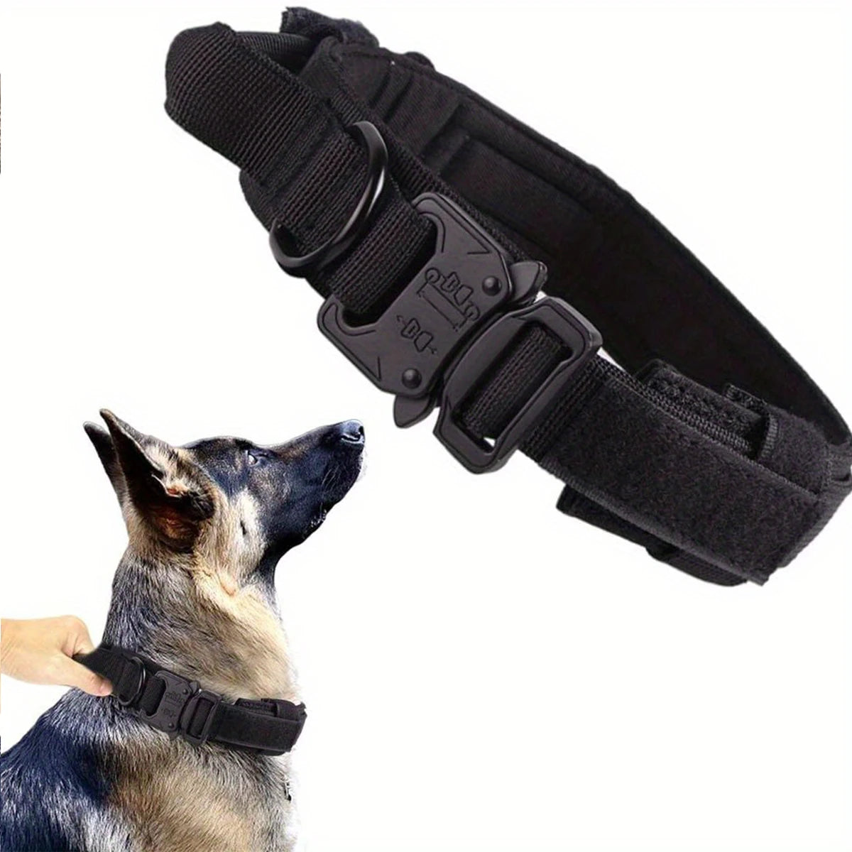 Collar táctico para perros, entrenamiento y senderismo, ajustable y de nylon