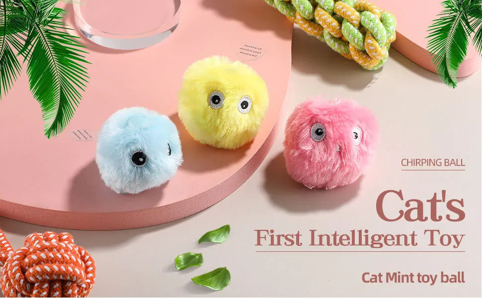 Pelota de Juego para Gatos con Sonidos Realistas y Catnip, Atractiva y Duradera