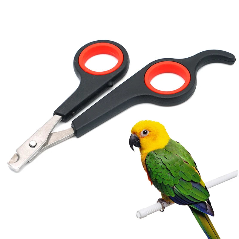 Tijeras de uñas para mascotas 12cm con mango en negro y rojo, ideales para aves, gatos, perros pequeños y conejos