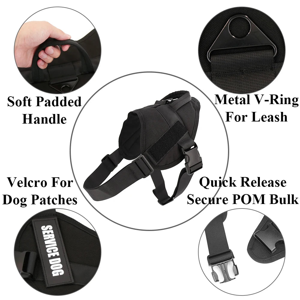 Arnés táctico ajustable para perros en material resistente y cómodo