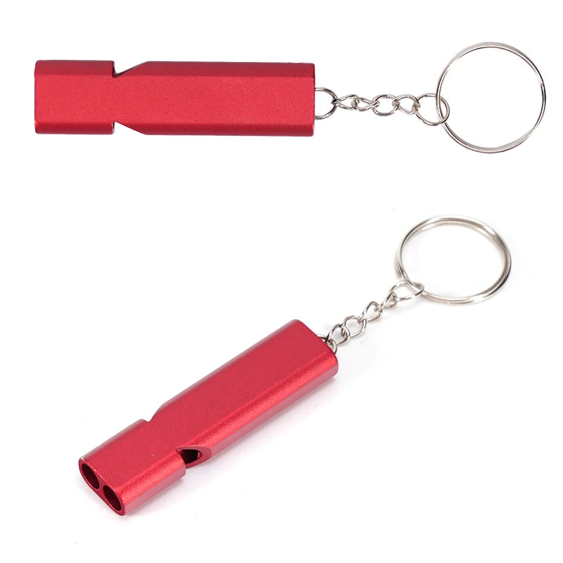 Silbato de entrenamiento para aves en acero inoxidable con acabado antioxidante portátil y llavero de emergencia